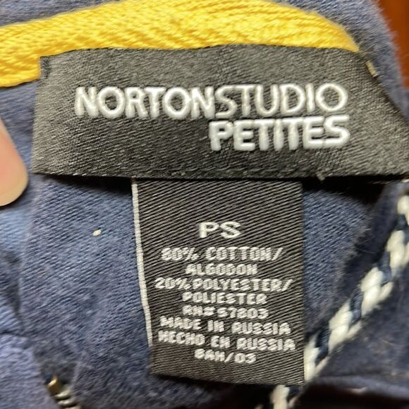 Norton Studio Petites Velour Zip Navy Hoodie, PS - Picture 3 of 5